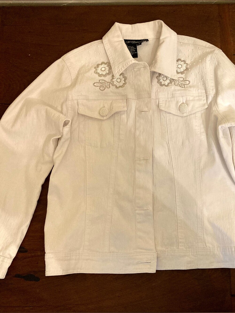 Colleen Lopez My Favorite Things Cream Embroidered Jean Jacket